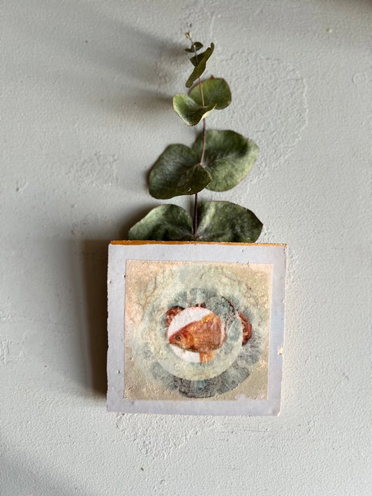 kleines Fliesenbild "Kleiner Goldfisch"