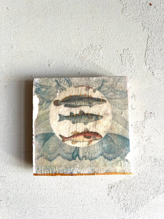 kleines Fliesenbild " Dreierlei vom Fisch"