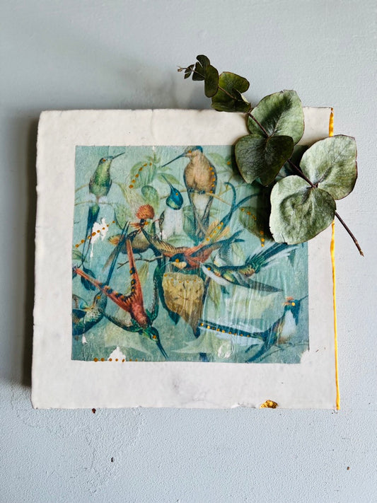 großes Fliesenbild "Bunte Vögel"